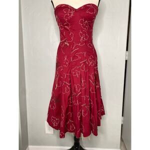 Tibi Embroidered Beaded Red Dress Size 8